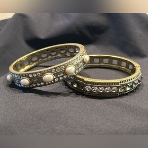 Heidi Daus Gold Bracelet Set (2) with Swarovski Crystals and Pearl Details
